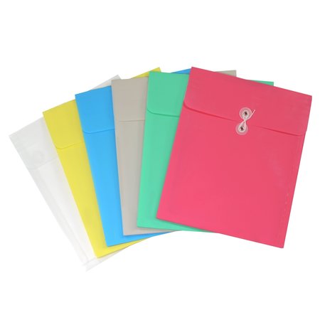 C-LINE PRODUCTS Reusable Poly Envelope with String Closure, Top Load, Assorted Colors Color May Vary, 24PK 58020-DS